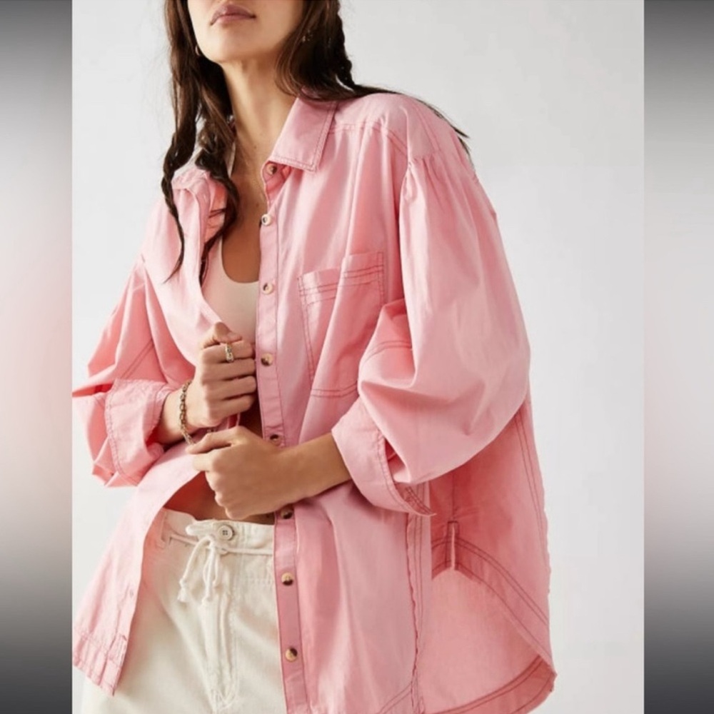 Free People Happy Hour Poplin Top